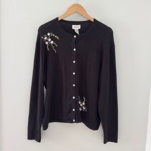 Yarnworks Black Floral Embroidered Women's Sweater